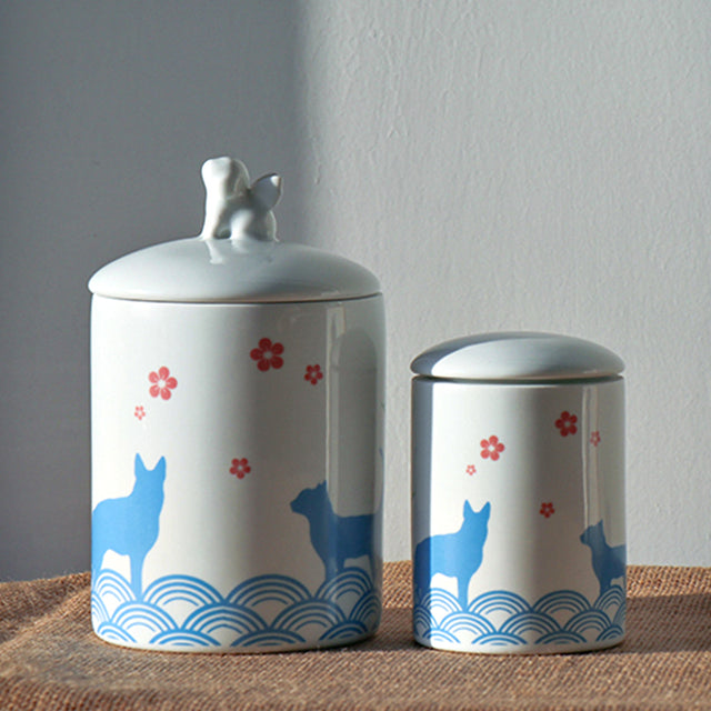 Jingdezhen Ceramic Cat and Dog Pet Urn Memorial Jar
