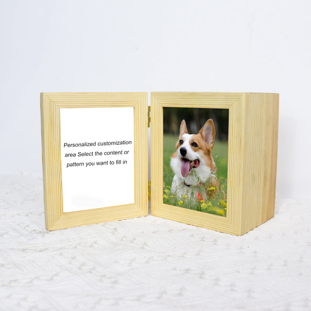 Pine Solid Wood Pet Urn with Photo Frame—Customizable