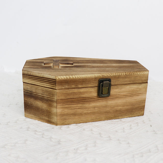 Jesus Cross Pet Urn Pine Wood Coffin Appearance - Customizable