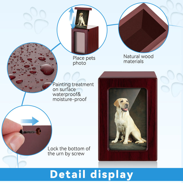 Small and Medium Commemorative Photo Frame Pet Urn Pine Wood