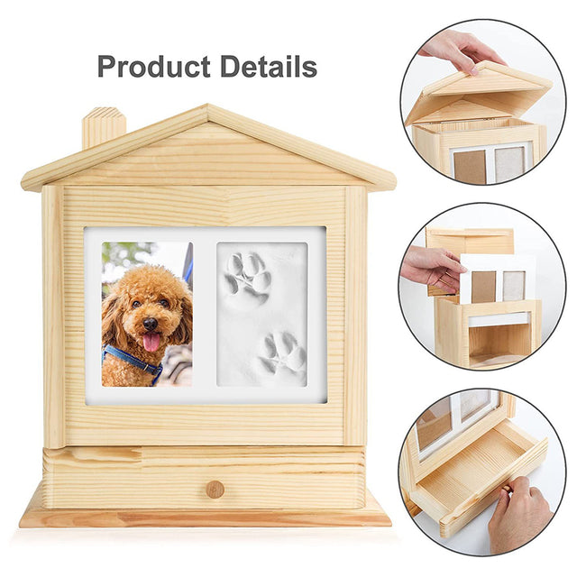 House Shaped Pet Urn with Memorial Claw Mud