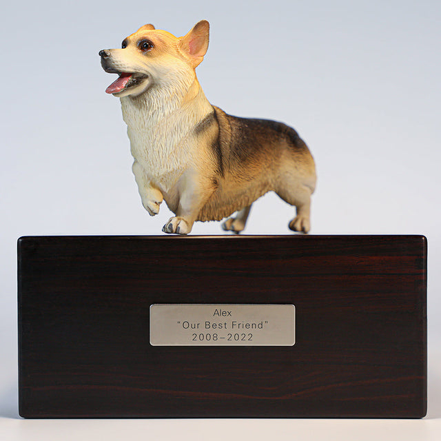Basset dog sculpture pet urn sandalwood material - Customizable