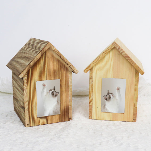 House Shape Pet Urn Pine Wood Material - Can Be Customized