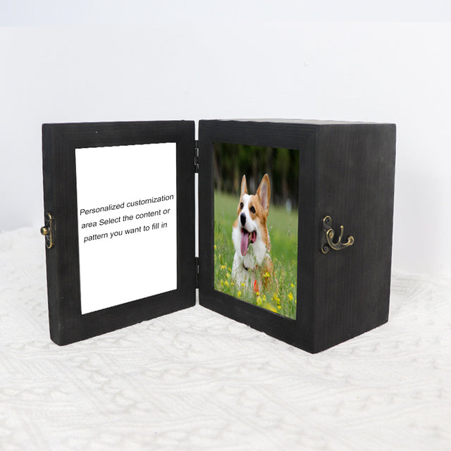 Pine Solid Wood Pet Urn with Photo Frame—Customizable