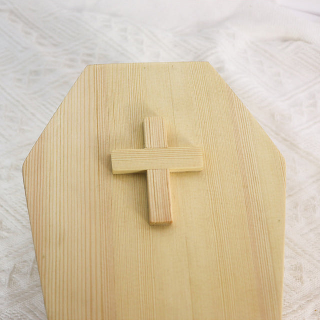 Jesus Cross Pet Urn Pine Wood Coffin Appearance - Customizable