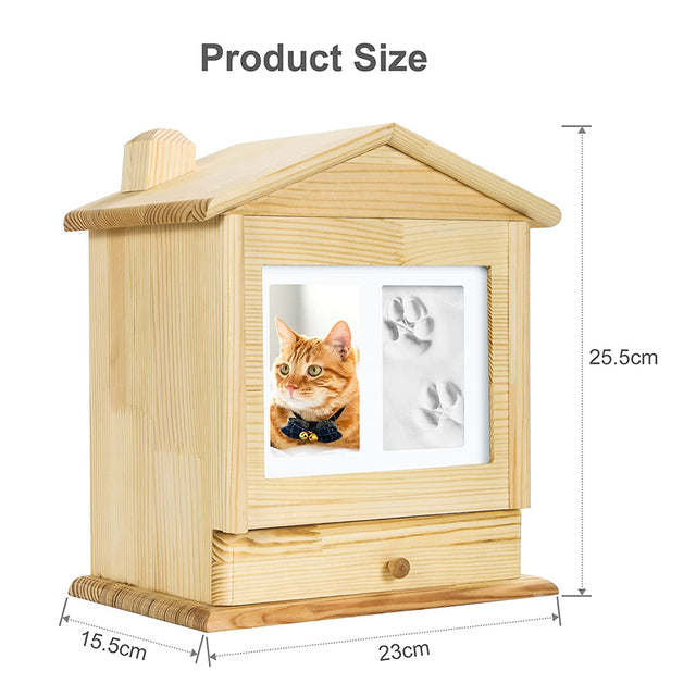 House Shaped Pet Urn with Memorial Claw Mud