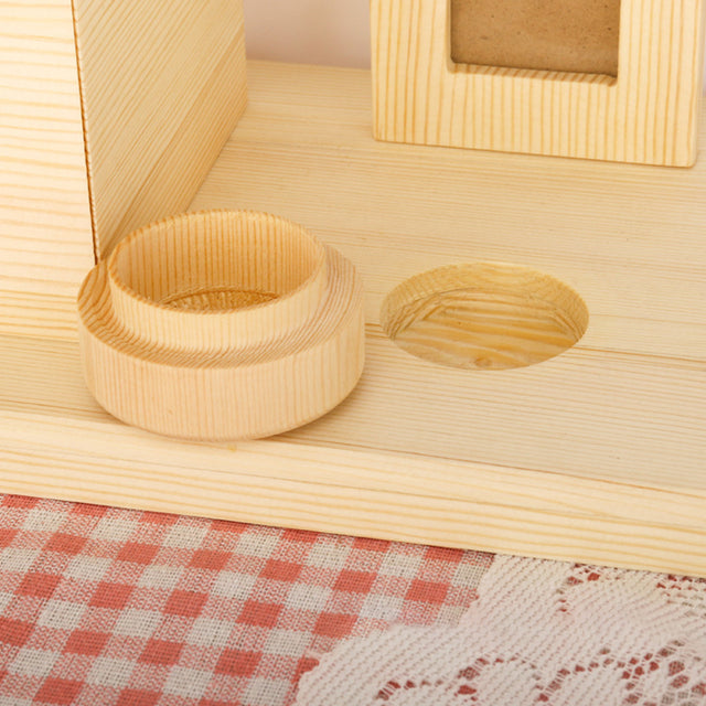 House Shaped Pine Pet Urn with Gravestone - Customizable