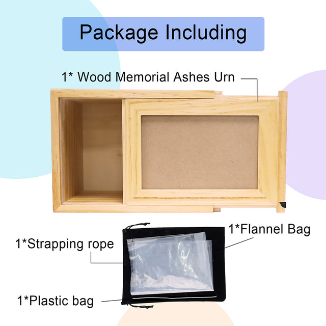 Large Pet Urn in Pine Wood with Photo Frame