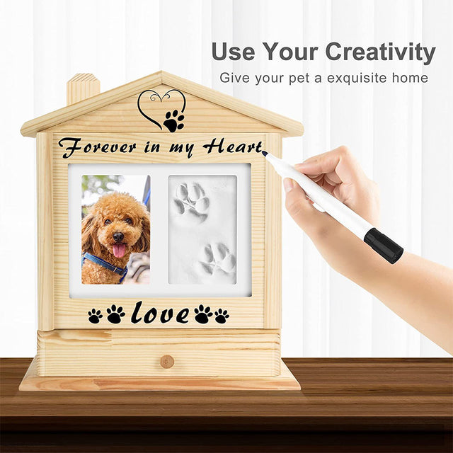 House Shaped Pet Urn with Memorial Claw Mud