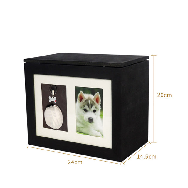 Bamboo Wood Pet Urn with Commemorative Photo Frame - Can Be Customized