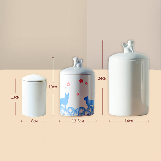 Jingdezhen Ceramic Cat and Dog Pet Urn Memorial Jar