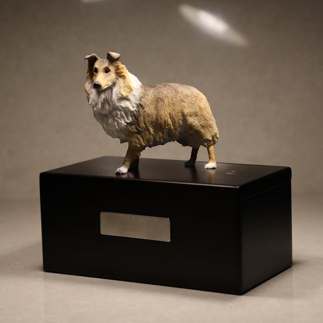Shetland Sheepdog sculpture pet urn