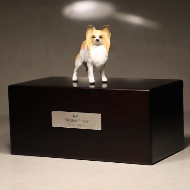 Papillon dog sculpture pet urn