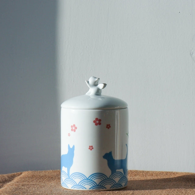 Jingdezhen Ceramic Cat and Dog Pet Urn Memorial Jar
