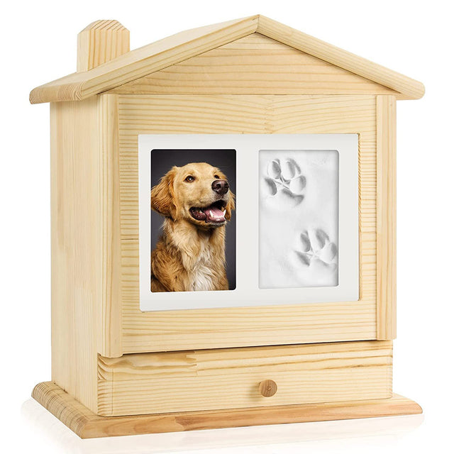 House Shaped Pet Urn with Memorial Claw Mud