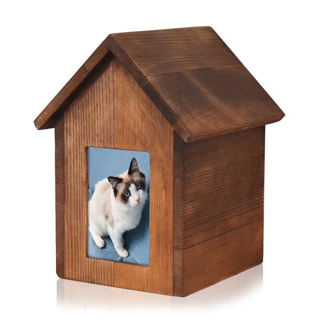 House Shape Pet Urn Pine Wood Material - Can Be Customized