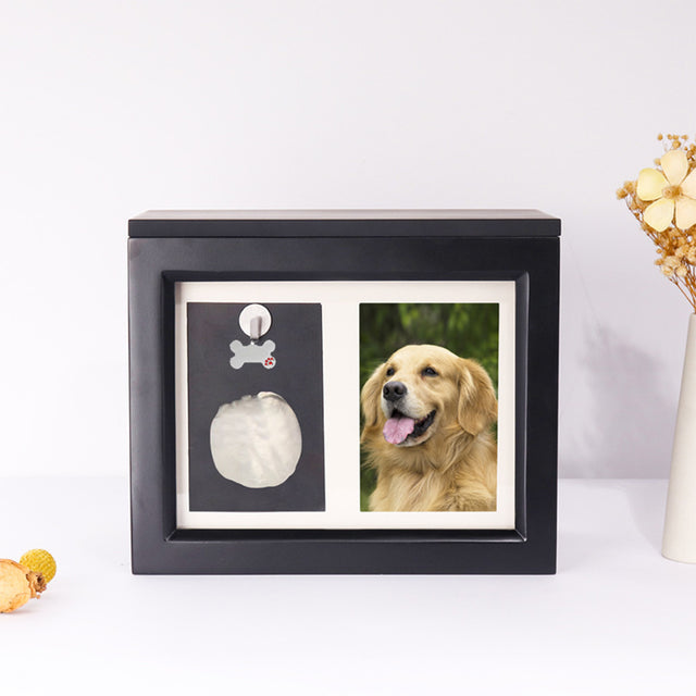 Bamboo Wood Pet Urn with Commemorative Photo Frame - Can Be Customized