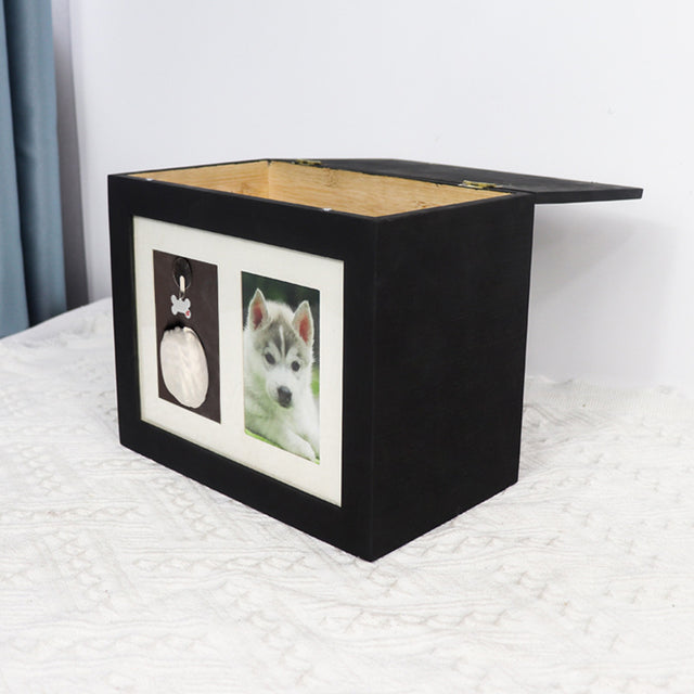 Bamboo Wood Pet Urn with Commemorative Photo Frame - Can Be Customized