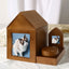 Wooden Handmade Pet Urn House Shape with Souvenir Photo Frame
