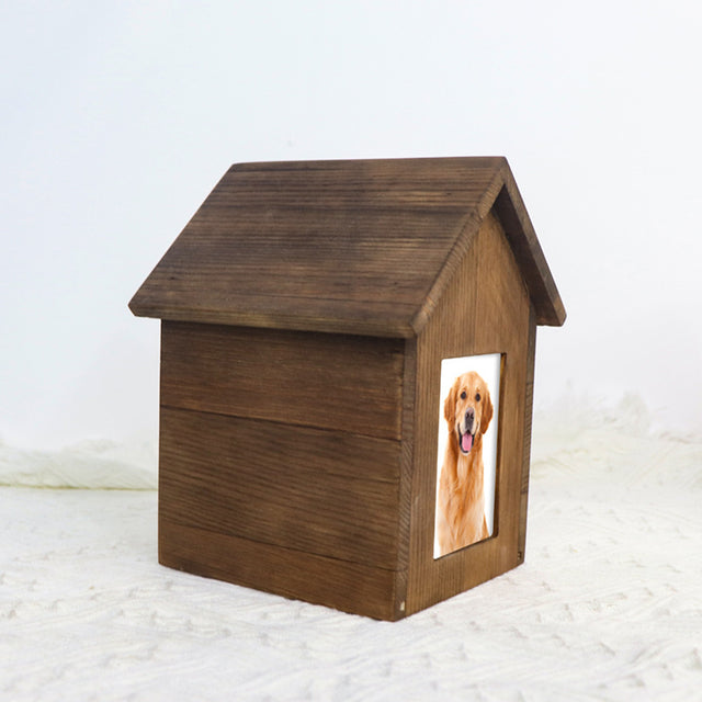 House Shape Pet Urn Pine Wood Material - Can Be Customized