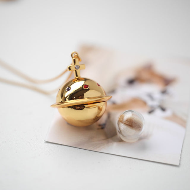 Pet Ashes Hair Collection Pendant Memorial Planet Necklace