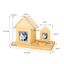House Shaped Pine Pet Urn with Gravestone - Customizable
