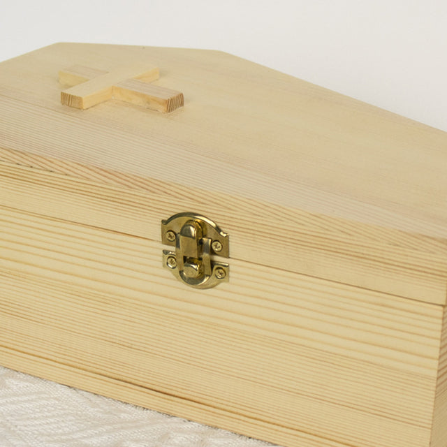 Jesus Cross Pet Urn Pine Wood Coffin Appearance - Customizable