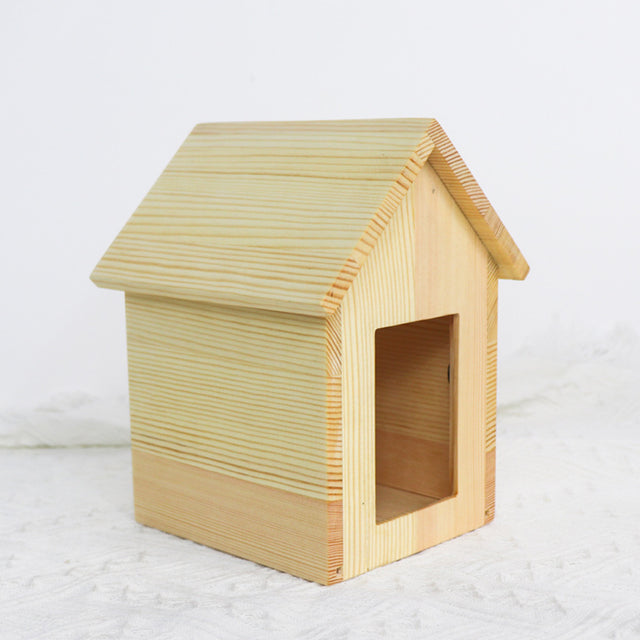 House Shape Pet Urn Pine Wood Material - Can Be Customized