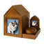 Wooden Handmade Pet Urn House Shape with Souvenir Photo Frame