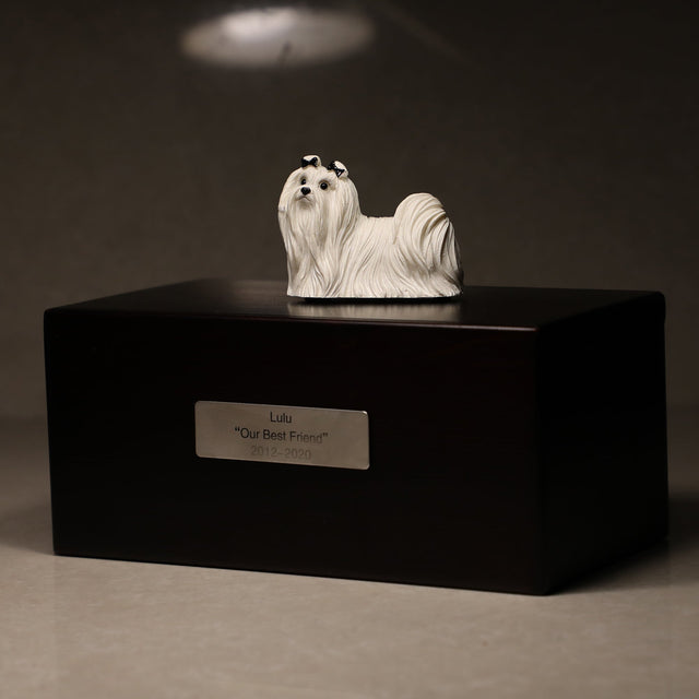 Maltese dog sculpture pet urn